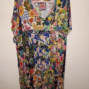Johnny Was Multicolor Floral Midi Dress